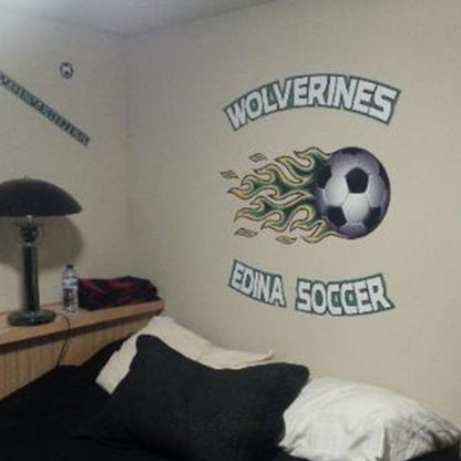 Edina Soccer Wolverines customized wall decal sticker set on wall above bed