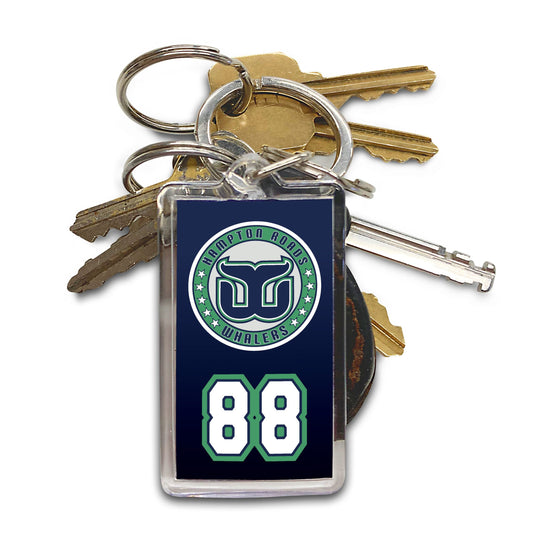 Personalized Hampton Roads Whalers number 88 keychain on set of keys